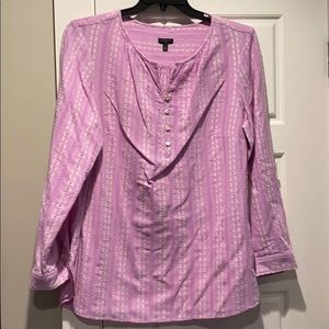 Abstract Clover 3/4 Sleeves Split Neckline Shirt